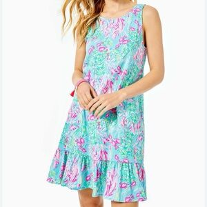 NWOT Lilly Pulitzer Kristen Flounce Dress in “Best Fishes”